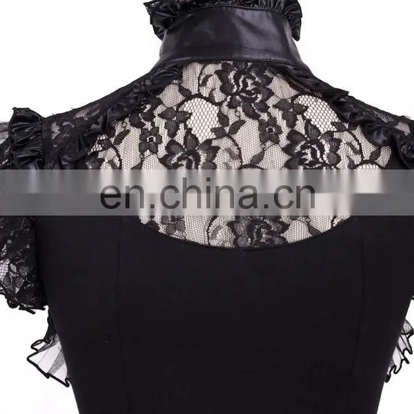 Gothic Sleeveless Lace Top With High Collar photo-3