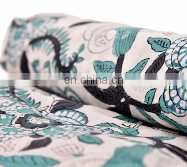 Indian 2017 Hand Block Print Fabric By Meter Floral Sanganeri Fabric For Garments Ethnic Throw Cloth photo-3