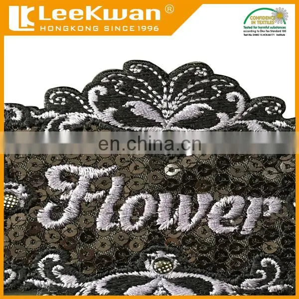 Lady T-shirt Flower Sequin Bead Applique Patch,Flower Sew on Sequin Patch photo-2