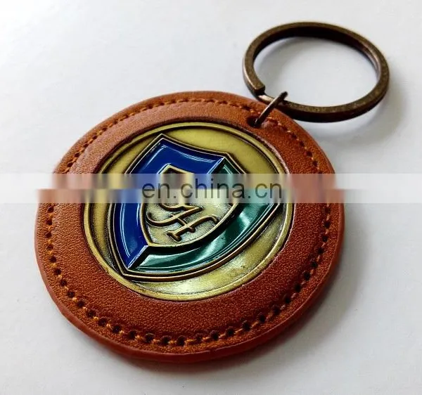 Custom Leather Keychain Zinc Alloy Material Leather Sealed Edge Keychain photo-3