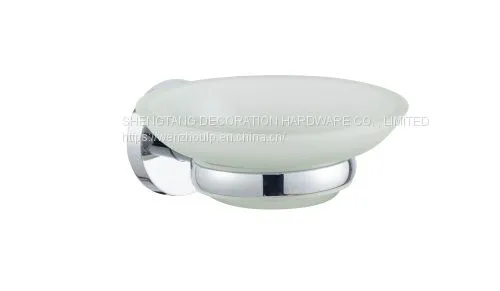 Wall Mounted Base Single Clear Frosted Glass Soap Box Dishes photo-3