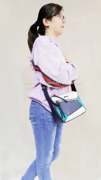 Two Straps Female Unique Contrast Front Hidden Compartment Over Shoulder Wholesale PU PVC Bag Handbags for Women photo-4