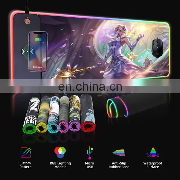 Mousepads Led Wireless Charger Leather Extended Xxl Gamer Custom Logo Printed Customised Gaming Large Rgb Mouse Pad photo-2