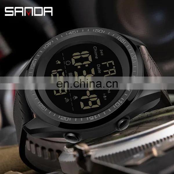 Sanda 6013 Multi Functional Digital Men Wristwatch Water Resistant LED Luminous Clock Sport Wrist Watches for Men photo-2