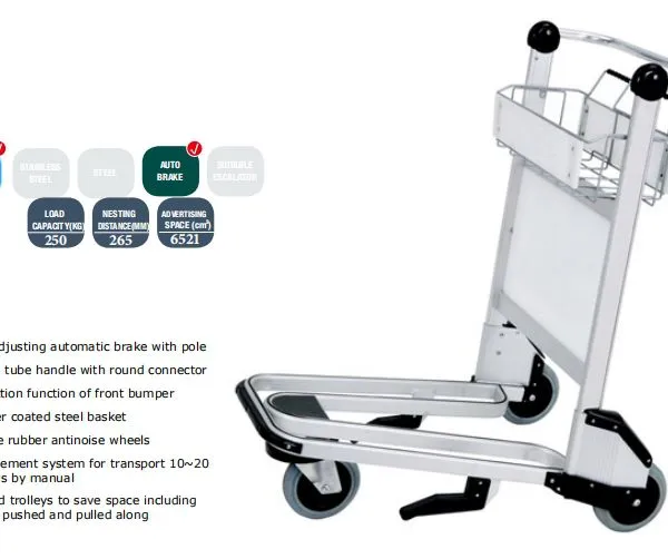Hand Brake Airport Luggage Baggage Trolley photo-5