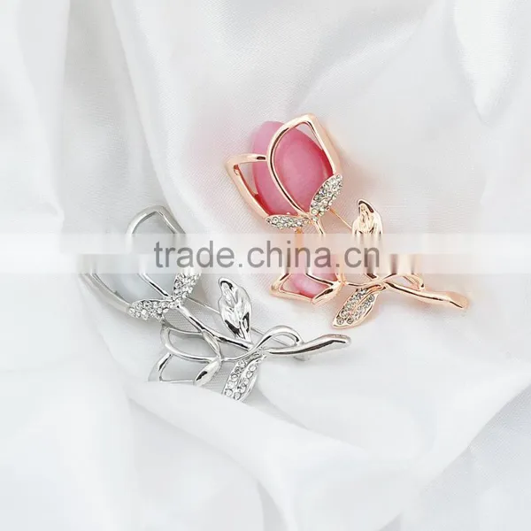 Silver Fabric Flower Handmade Brooch for Wedding photo-3