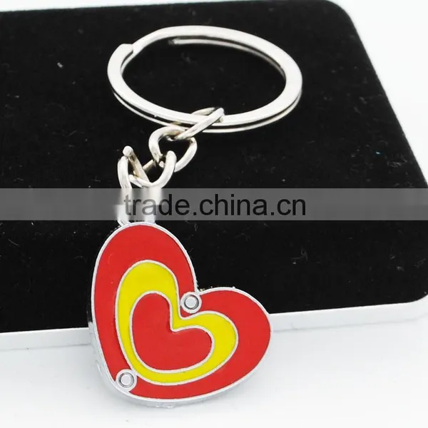 Beautiful Human Heart Shaped Keychain Simple Paint Colorful Metal Key Ring photo-2