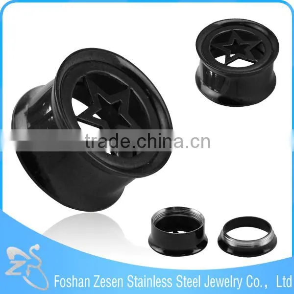 Wholesale Black Plated Single Flare Flesh Ear Tunnel Love Alphabet Body Jewelry photo-2