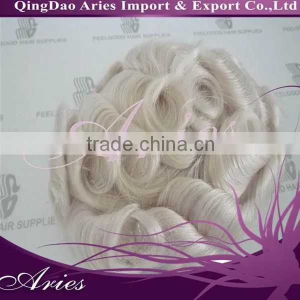 Cheap Mono Human Hair Toupee Bleached Knot Hair Toupee for Women/men photo-3