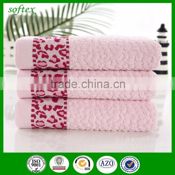 100% Cotton Jacquard Towel,honeycomb Leopard Border Jacquard Towel photo-4