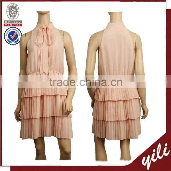 2016 Summer Plain Dyed Sweet Pink Color Sleeveless Lolita Dress Chiffon Dress MD151032857