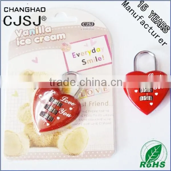 CJSJ Hot Sale Cable Padlock CH-28B Red Heart Shaped Combination Lock photo-3