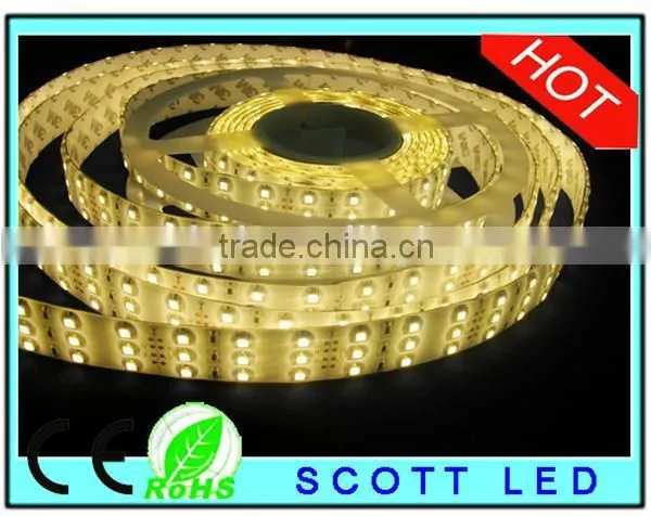 Epistar 3row 3528 smd 360leds/m Warm White Flexible LED Strip ip65 dc12v input; warm white led strip ip65