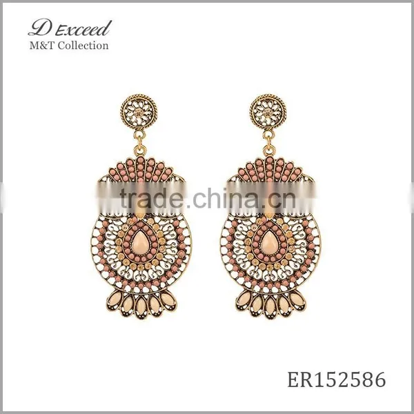 Wholesale Jewelry New Designs Ladies/Women's Ethnic Resin Beaded Earrings Owl Gold/Silver Plating Drop Earrings photo-3