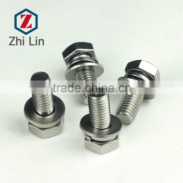 Stainless Steel Hexagon Bolts Flat Washers and Spring Screws Assemblies M14