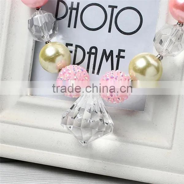 Newest Infant Girl Kids Necklace Bubble Gum Chunky Baby Necklace Wholesale Cheap Baby Girls Chunky Necklace With Pink Hairband photo-6