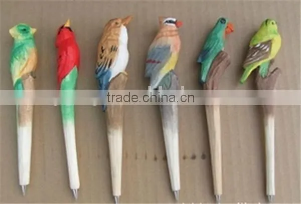 Animal Wooden Carving Creative Ballpoint Pen Wood Ball Point Pens Handmade Sculpture Student Ball-point photo-6