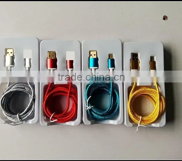 Colourful Braided Micro v8 and I5 Gold Plated Usb Cable With Aluminium Alloy Shell photo-2