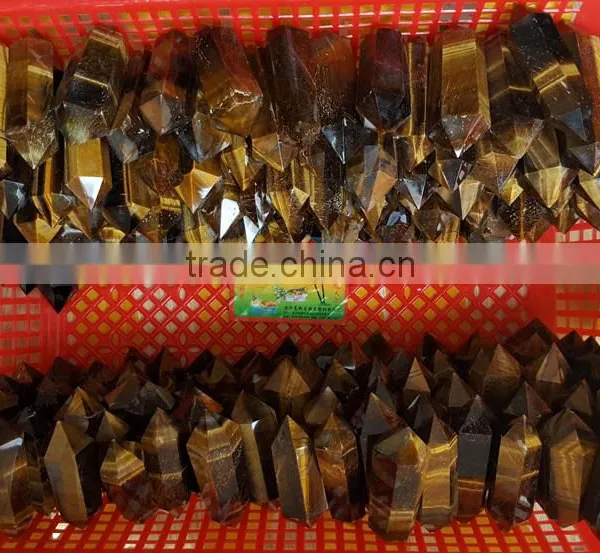Tiger Eye Stone Crystal Healing Wand Vogel Crystal Double Points photo-3