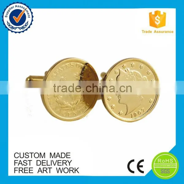 China Wholesale Gold Custom Make Mens Suit Shirt Cufflinks photo-3