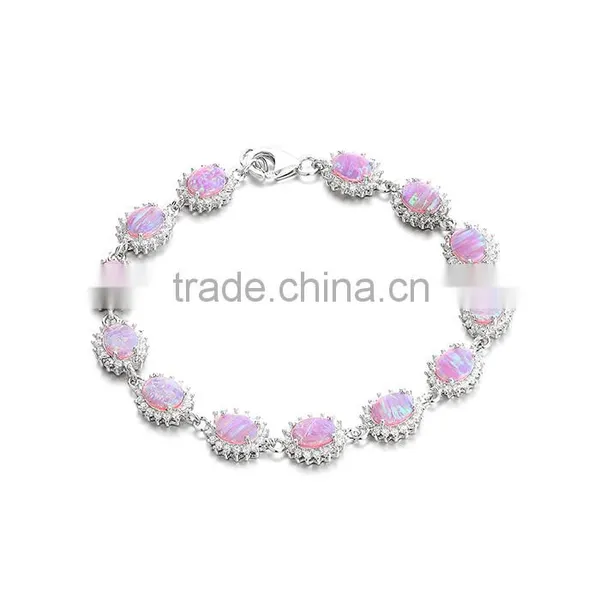 925 Sterling Silver Pink Opal Bracelet Manufacturer SBI184W-A photo-6