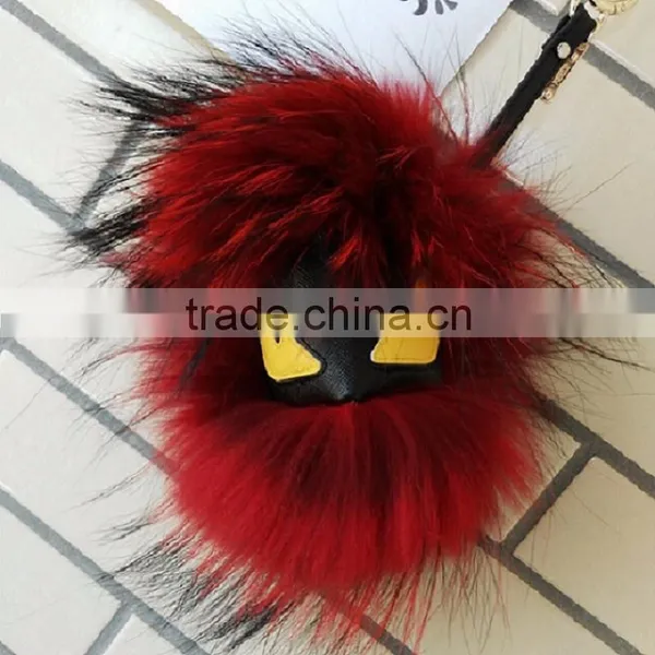 Real Fur Monster Pom Pom Fur Balls Doll Ball Pom Pom Keychain photo-4