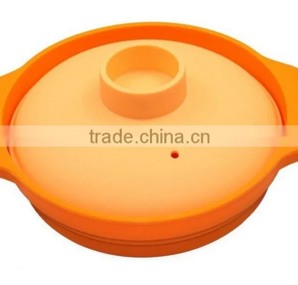 Silicone Microwave Cooking Handle Bowl Silicone Rubber Food Steamer With Cover