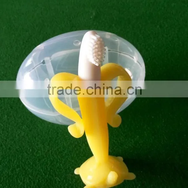 BPA Free Silicone Baby Toothbrush Banana Teether Toys, Baby Banana Teething Toothbrush for Infants photo-2
