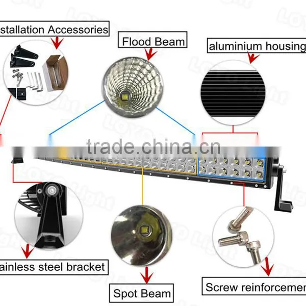 Popular Dual Row Curved Bar Light 288W 50'' Rotating Led Light Bar photo-2
