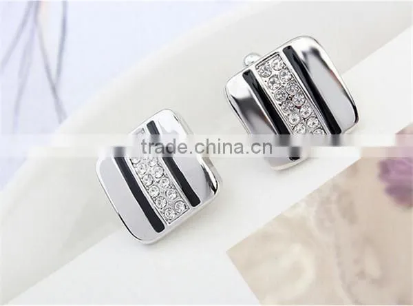 2016 Cool Mens Shirts Enamel Cuff Links Jewelry Diamond Cufflinks Silver Copper photo-6