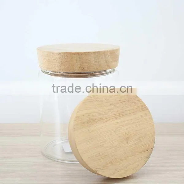 Wholesale 500ml Glass Storage Jar With Wooden Lid Handmade Heat Resistant Glassware N6310 photo-5