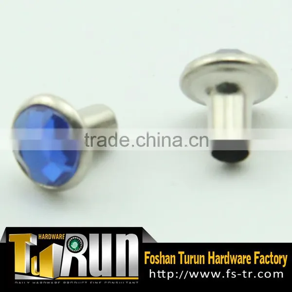 High End Metal Brass Ring Rivet With Rhithstone photo-2