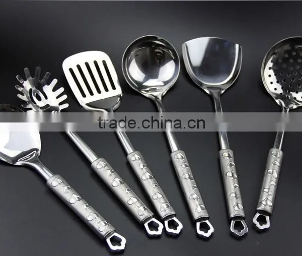 Modern Stainless Steel Kitchen Utensils Set/ Cook Hot Sell Stainless Love Handle Kitchen Ware 7pcs Kitchenware Set S01 photo-2