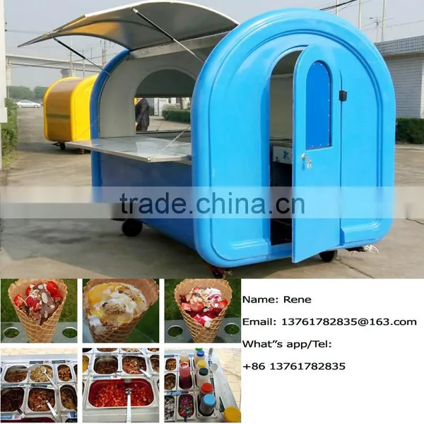 China Supply Kiosk Street Vending Trailer Cart Snacks and Sweets Food Trolley for Sale photo-2