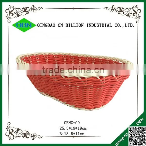 100% Hand Woven Colorful Small Plastic Basket for Bread photo-4