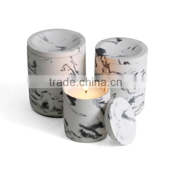 Concrete Terrazzo Candle Cup With Black Metal Lid photo-4