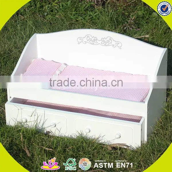 Wholesale Beautiful Toddler Wooden Doll Bed Toy Pink Best Selling Wooden Doll Bed Toy W06E010 photo-2