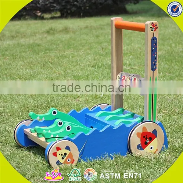 2017 New Design Walker Wooden Baby Push Toys Cartoon Crocodile Wooden Baby Push Toys W16E059 photo-3
