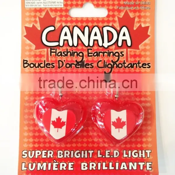 Customs Made July 4th Plastic Heart Led Flashing Light Earrings photo-3