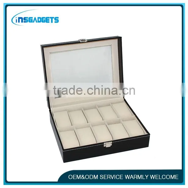 10 Grid Watch Display Storage Case Jewelry Collection Organizer Leather Box photo-2