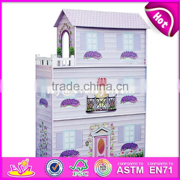 New Style 3 Floor Girls Pretend Play Wooden Dollhouse Cottage W06A224 photo-2