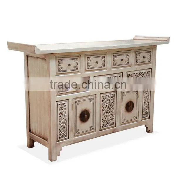 Buffet Console Oriental White Antique Mahogany Wood Furniture photo-3