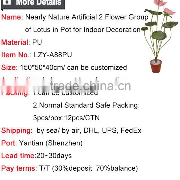 Nearly Nature Artificial 2 Flower Group of Lotus in Pot Bonsai Plant for Indoor Decoration photo-5