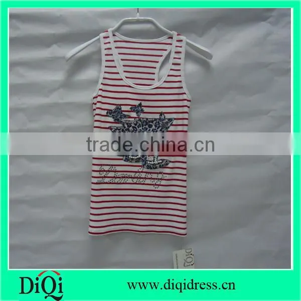 Women White and Pink Stripe Tank Tops With Hot Fit