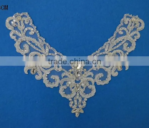 Lace Neckline Trim Applique Embroidery Patch Motif Embellishments Decorative Patches
