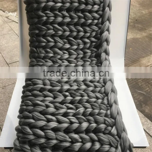 Wholesale High Quality Woolen Blanket Extra Thick Woven Blanket Super Soft Warm Colorful Chunky Knit Blanket photo-2