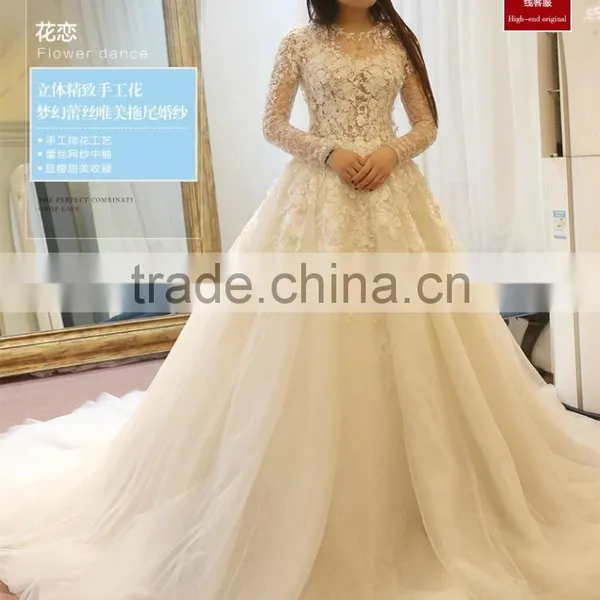 Custom Made White See Through Women Wedding Dress Empire Vintage Floor Length Princess Party Dress YDYS15B0201 photo-2