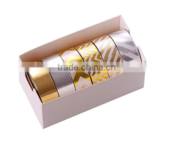 6 Colors Washi Tape One Set Adhesive Washy Tape Gold Stamping Tape photo-4
