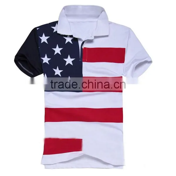 USA flag printed pique polo shirt