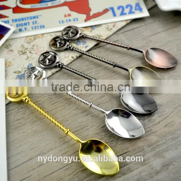 High Quality Retro Stainless Steel Coffee Spoon /jy Star Stainless Steel Tea Spoon /fancy Dessert Spoon photo-2